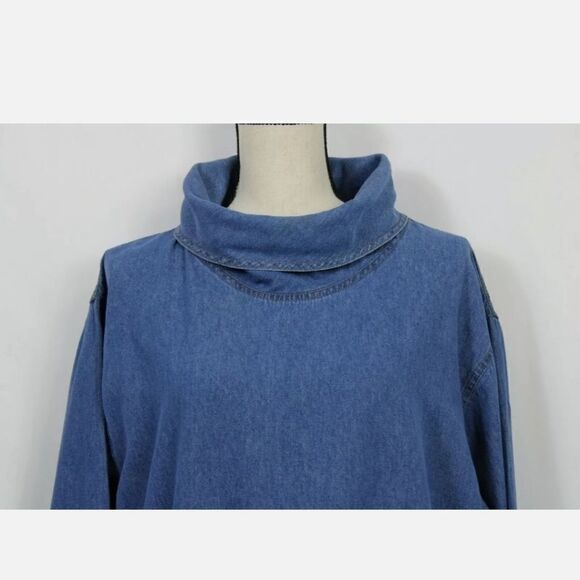 COLDWATER CREEK SIZE M TURTLE NECK CHAMBRAY DENIM - Picture 6 of 8